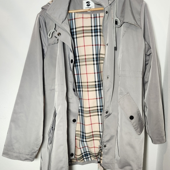 Women's Long Hooded Anorak Style Windbreaker Jacket Outdoor Raincoat Saphirose - Picture 3 of 15